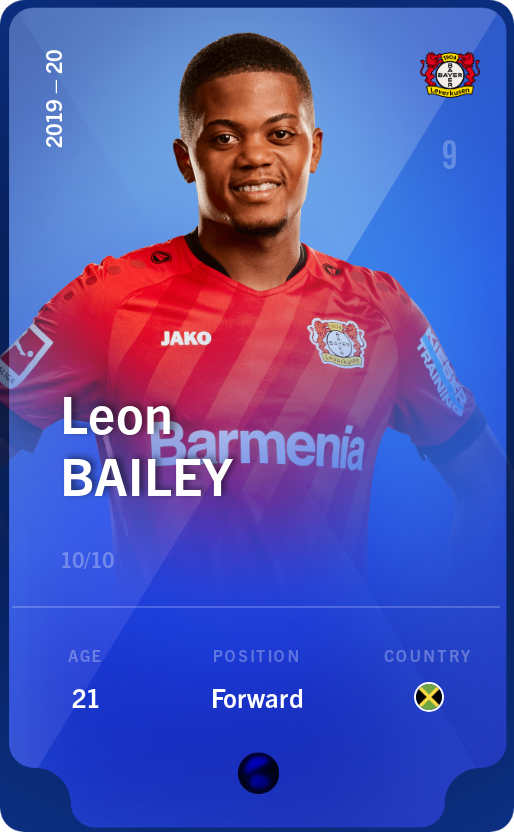 Sorare - Sorare Official - Leon Bailey 2019-20 • Super Rare 10/10 - NFT # 20042937535504884817152689993554488460344998234303847217162720749511405177065