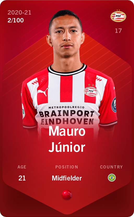 Sorare - Sorare Official - Mauro Júnior 2020-21 • Rare 2/100 - NFT # 85618992643907390014540956019558615931438091559955764158121229881459904720390