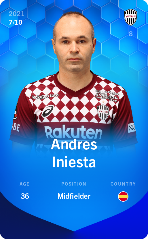 Sorare - Sorare Official - Andres Iniesta 2021-22 • Super Rare 7/10 - NFT # 33135428598332456145943847636906824695482032453289152808076275776926748177292