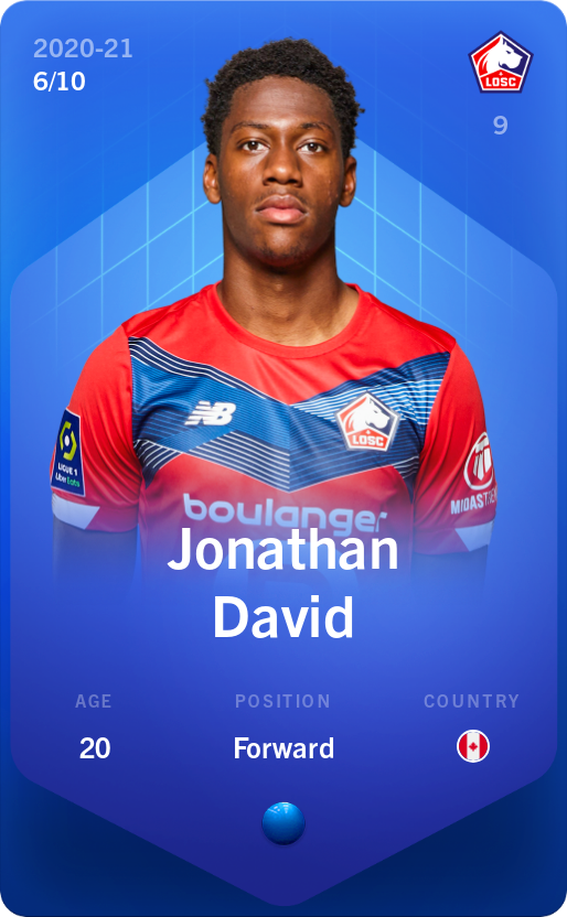 Sorare - Sorare Official - Jonathan David 2020-21 • Super Rare 6/10 - NFT # 112519401445745686845448951477174243374421063671695195232792165659424137759547