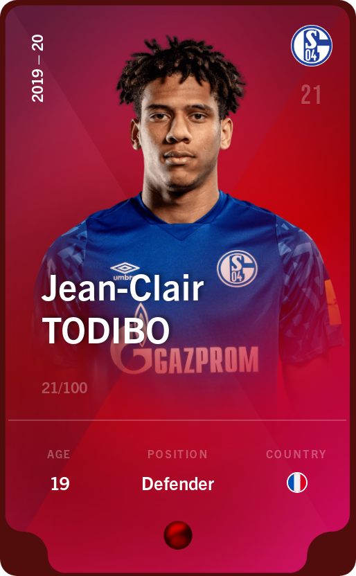 Sorare - Sorare Official - Jean-Clair Todibo 2019-20 • Rare 21/100 - NFT # 89786038281614843732198724277848976631668874729893873765176155229020956961012