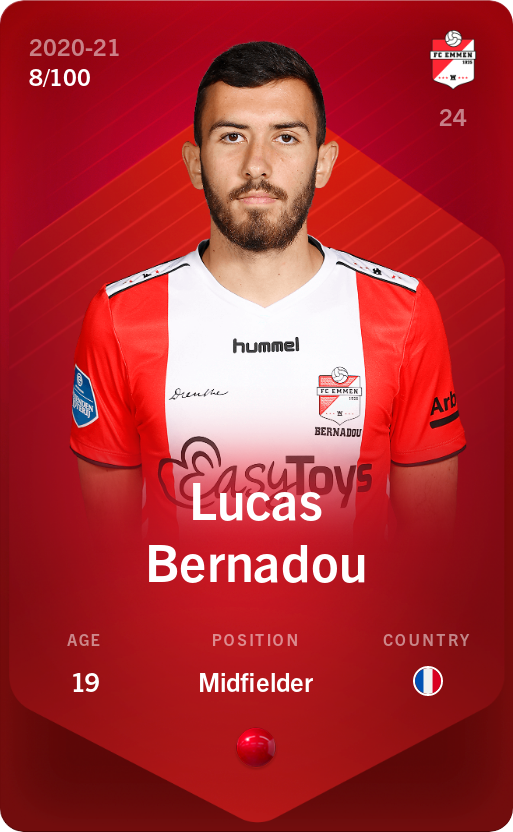 Sorare - Sorare Official - Lucas Bernadou 2020-21 • Rare 8/100 - NFT # 26022026057886130131711426205213896968497534279929260542752756859404381102360