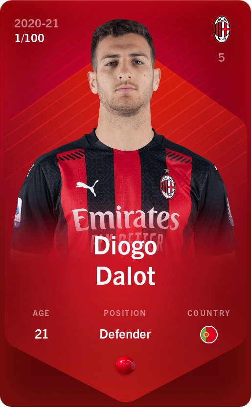 Sorare - Sorare Official - Diogo Dalot 2020-21 • Rare 1/100 - NFT # 27484420978637048253219557361569801190723064106689592560530863775247487643935