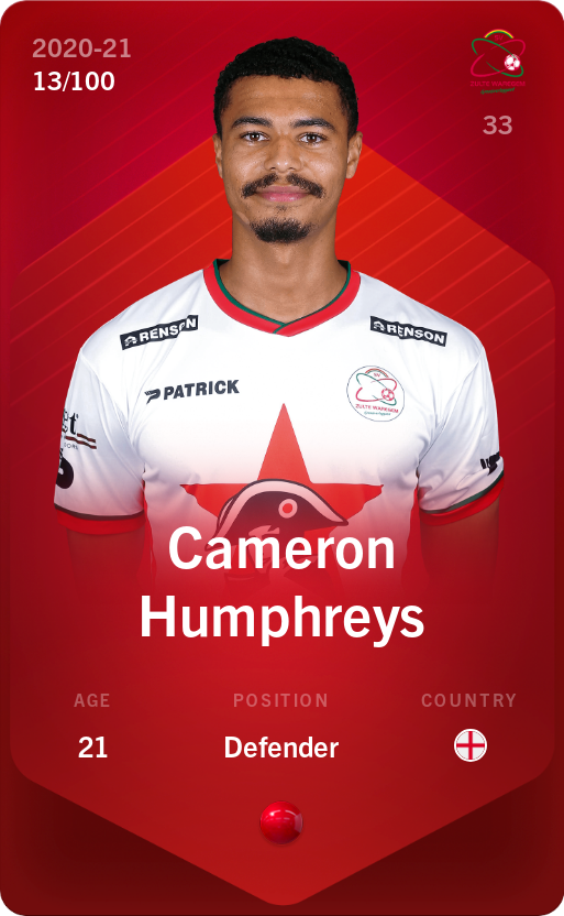 Sorare - Sorare Official - Cameron Humphreys 2020-21 • Rare 13/100 - NFT # 85265745893787033262653229220336757883026649865979963182767908865027669605744