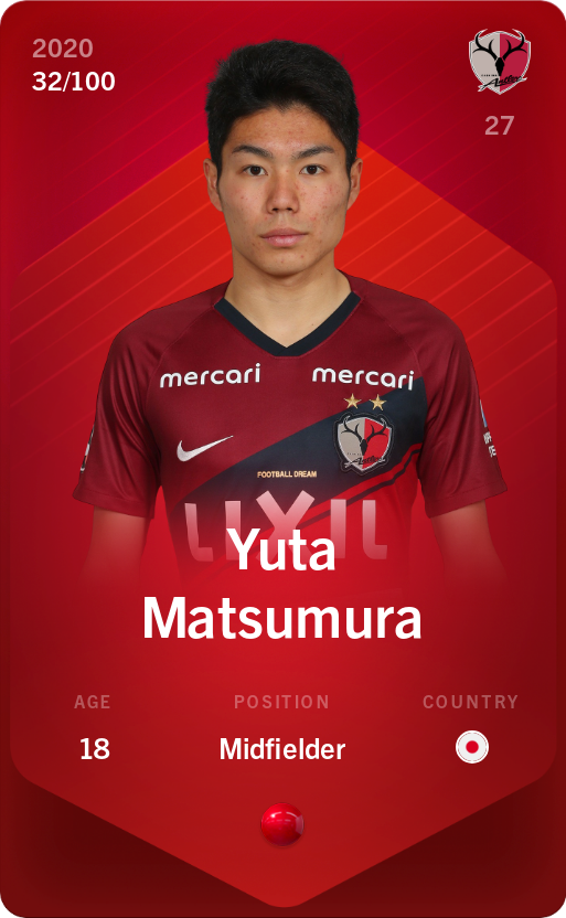 Sorare - Sorare Official - Yuta Matsumura 2020-21 • Rare 32/100 - NFT # 112817147475604633464038241267714234699868542299715805747052850295448402562160
