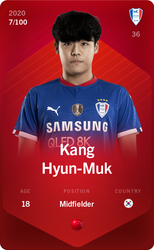 Sorare - Sorare Official - Kang Hyun-Muk 2020-21 • Rare 7/100 - NFT # 100640995070835567950725485366674722462031545565674823838614036426178397613571
