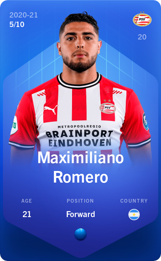 Sorare - Sorare Official - Maximiliano Romero 2020-21 • Super Rare 5/10 - NFT # 100170605341983229130238526728896412069798818754696127290764656325975709615910