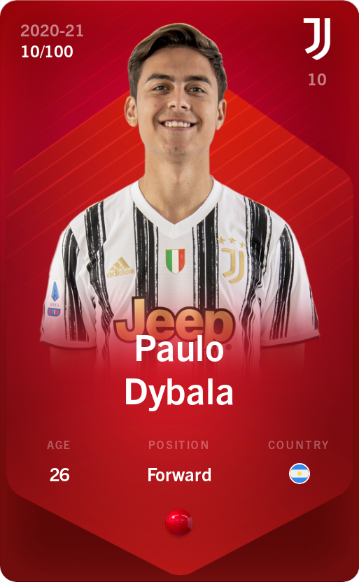 Sorare - Sorare Official - Paulo Dybala 2020-21 • Rare 10/100 - NFT # 33955936891800740262896534536564337513979953594892841980651771566628132514921