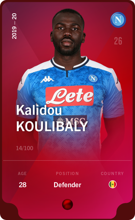 Sorare - Sorare Official - Kalidou Koulibaly 2019-20 • Rare 14/100 - NFT # 73193742701266012174377062207699319914746905038896512651997966892062959696