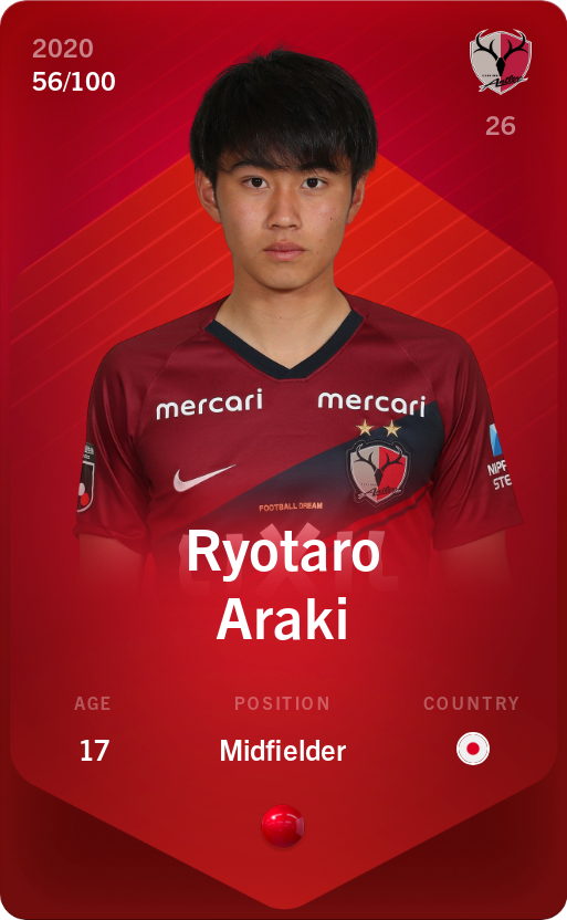 Sorare - Sorare Official - Ryotaro Araki 2020-21 • Rare 56/100 - NFT # 25734036235427515738609504810956169815723456251272295768575088165228620485320