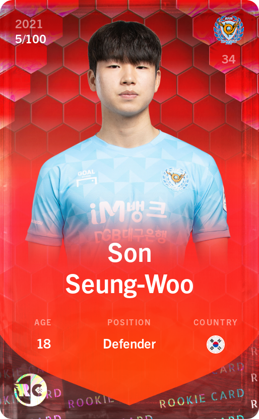 Sorare - Sorare Official - Son Seung-Woo 2021-22 • Rare 5/100 - NFT # 19950410701513552283588216756599909435037893489686215942837906334112248595302