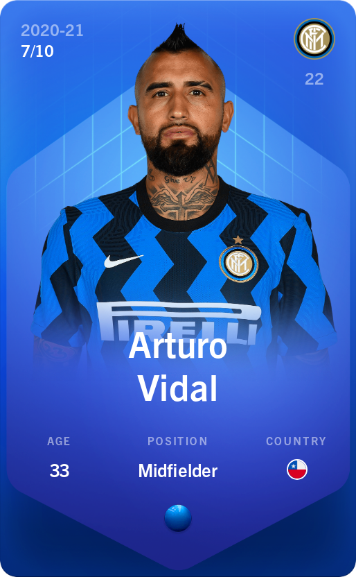 Sorare - Sorare Official - Arturo Vidal 2020-21 • Super Rare 7/10 - NFT # 103228580488266285308510150234541509751006174281176470236978013777051986287557