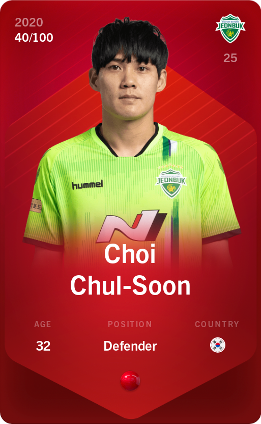 Sorare - Sorare Official - Choi Chul-Soon 2020-21 • Rare 40/100 - NFT # 30191933263020497458189734662376480037713977938257092027801231285320330417780