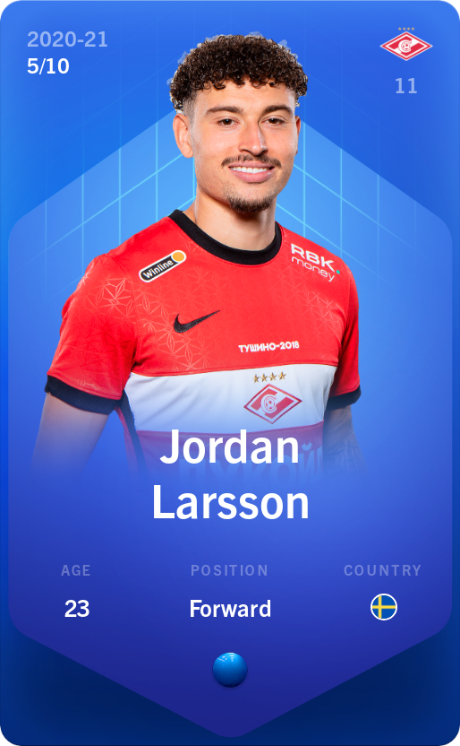 Sorare - Sorare Official - Jordan Larsson 2020-21 • Super Rare 5/10 - NFT # 13208993327699435764152672386643016305948379349604749709725758610102992392904