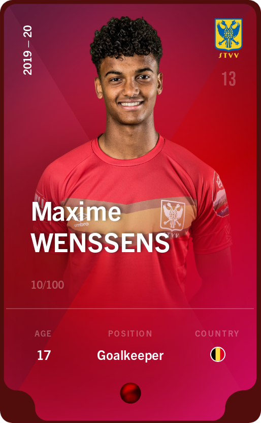 Sorare - Sorare Official - Maxime Wenssens 2019-20 • Rare 10/100 - NFT # 51635629906795801480561470423219969473516763393962220332467772462924611377543