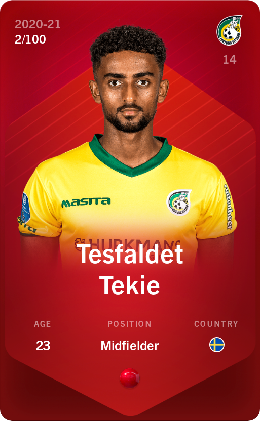 Sorare - Sorare Official - Tesfaldet Tekie 2020-21 • Rare 2/100 - NFT # 25970258222974806981853850095597070321519339331016044656901556377816599439847