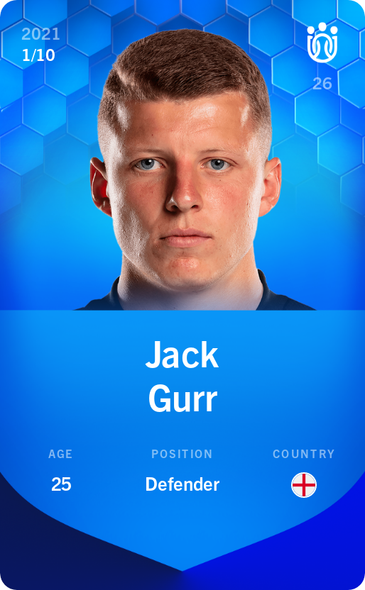 Sorare - Sorare Official - Jack Gurr 2021-22 • Super Rare 1/10 - NFT # 103640194279702800020531821357603277190067948730158550995425503762227368538244