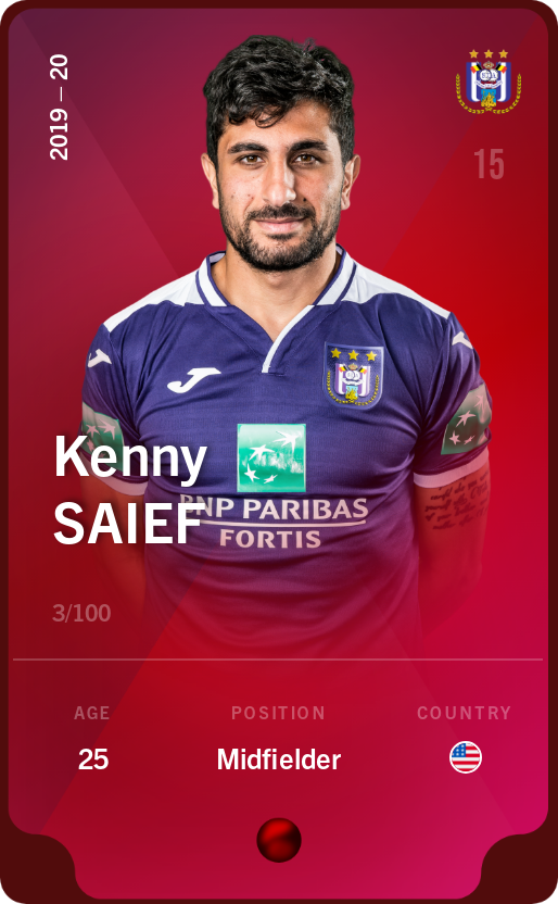 Sorare - Sorare Official - Kenny Saief 2019-20 • Rare 3/100 - NFT # 72153890387091152926372674551512615910034927014999500676807382569879257752545