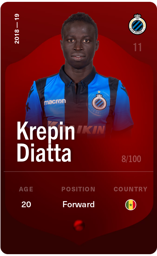 Sorare - Sorare Official - Krepin Diatta 2018-19 • Rare 8/100 - NFT # 43463078765256582348042185732151943779853758524410223692213023111975584068389