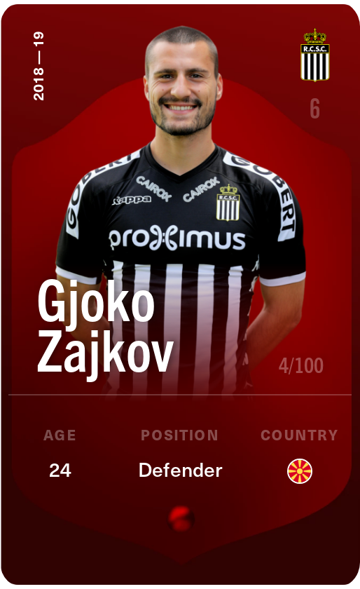 Sorare - Sorare Official - Gjoko Zajkov 2018-19 • Rare 4/100 - NFT # 85999641190972583846253953122492943405590554630306961642262622991836146011955