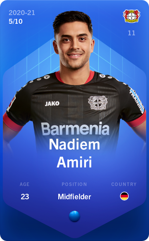Sorare - Sorare Official - Nadiem Amiri 2020-21 • Super Rare 5/10 - NFT # 69062922984520828319093721408996823829851053252764650733329965355180201397358