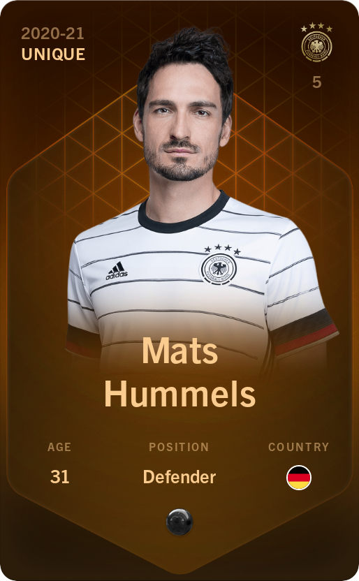 Sorare - Sorare Official - Mats Hummels 2020-21 • Unique - NFT # 53433466991752877745503300900035152053861588882422701726062756076307217640456