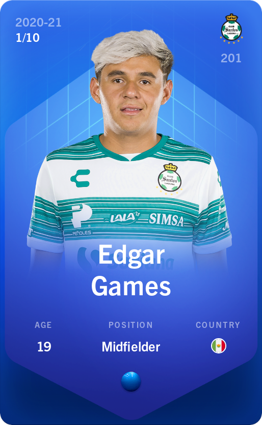 Sorare - Sorare Official - Edgar Games 2020-21 • Super Rare 1/10 - NFT # 86250468046250915082565483481033402030427520349201612458328299773199654289461