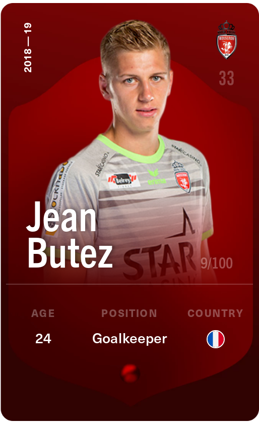 Sorare - Sorare Official - Jean Butez 2018-19 • Rare 9/100 - NFT # 105672988878404839217338145286532117759729674819828625498402774890534613453236