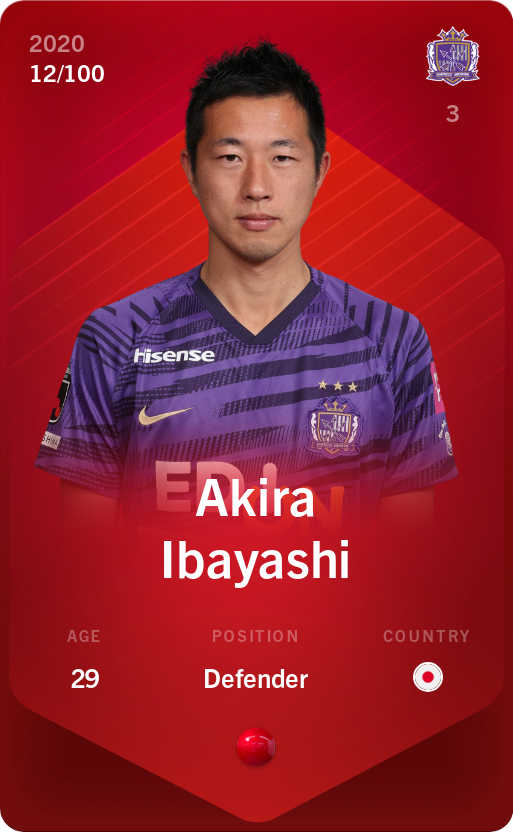 Sorare - Sorare Official - Akira Ibayashi 2020-21 • Rare 12/100 - NFT # 52116938414684429126185672259922611990595314722783164374398691452640195945699