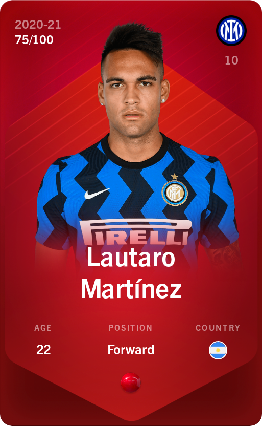 Sorare - Sorare Official - Lautaro Martínez 2020-21 • Rare 75/100 - NFT # 94449790281173739437807133262458887014837988436590428086667843495911275000378