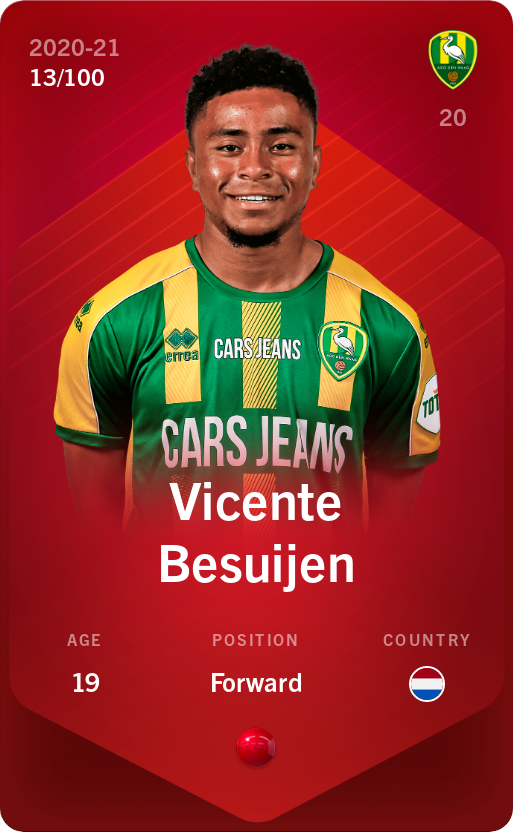 Sorare - Sorare Official - Vicente Besuijen 2020-21 • Rare 13/100 - NFT # 57990231450004475251800514108963263435200661405871613481440659176309337239822
