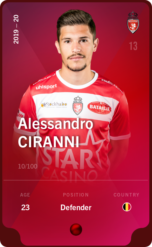 Sorare - Sorare Official - Alessandro Ciranni 2019-20 • Rare 10/100 - NFT # 66757939824146579914675396662513740881260788775298249958235440372158435808976