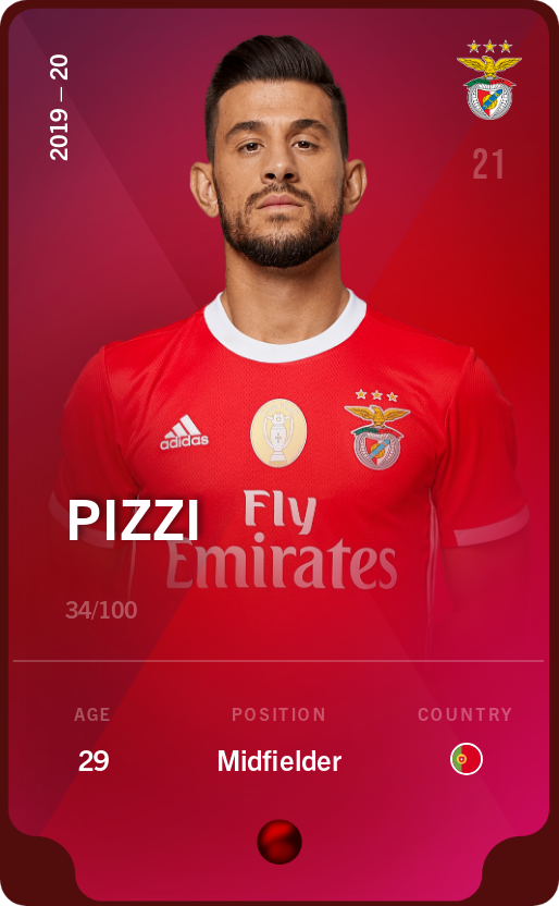 Sorare - Sorare Official - Pizzi 2019-20 • Rare 34/100 - NFT # 91357876015565650075774461179186099333567751658941105477369752151880137474202