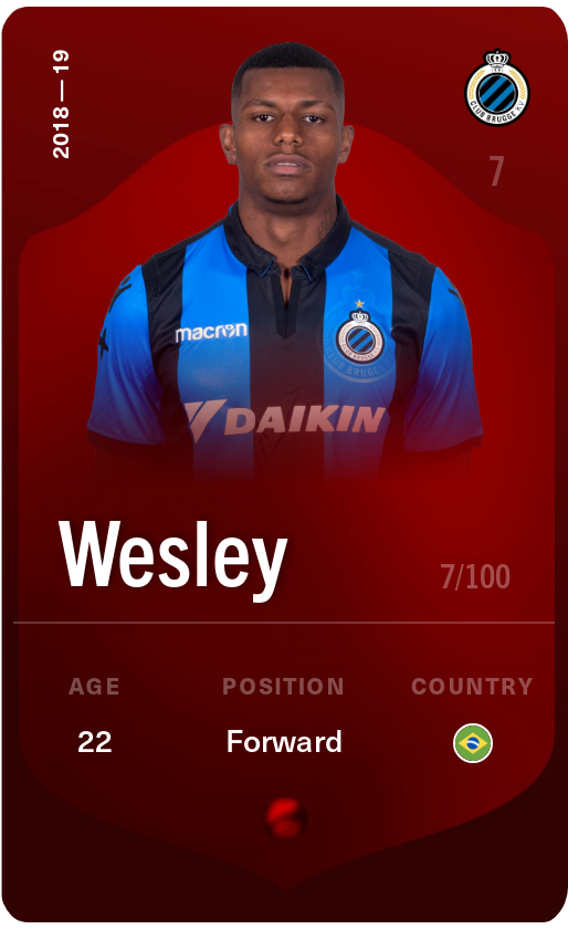 Sorare - Sorare Official - Wesley 2018-19 • Rare 7/100 - NFT # 83461603186978912733726442610450970387696485673636227287573108928301376448079