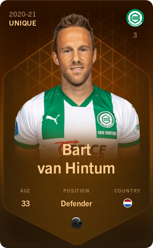 Sorare - Sorare Official - Bart van Hintum 2020-21 • Unique - NFT # 69825801700968097688642657740491305271714238172568278668164671290922740220313