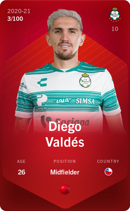 Sorare - Sorare Official - Diego Valdés 2020-21 • Rare 3/100 - NFT # 109913146261596940453666080396101086955416824741436184085541177933270763557895