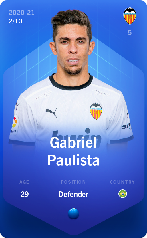Sorare - Sorare Official - Gabriel Paulista 2020-21 • Super Rare 2/10 - NFT # 63607662673014510940333246675344975585423227477787456851260699428921467242144