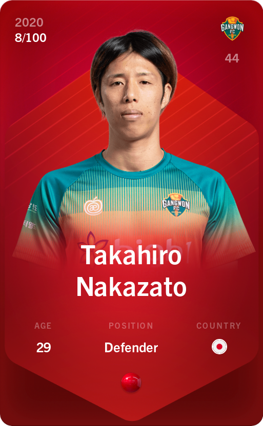 Sorare - Sorare Official - Takahiro Nakazato 2020-21 • Rare 8/100 - NFT # 42767852311045378131896922651151745085270352920092105581924640639227734153936