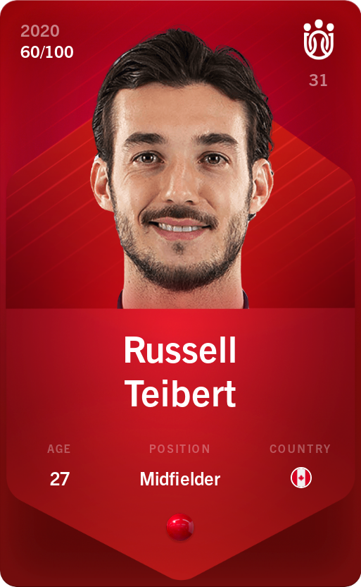 Sorare - Sorare Official - Russell Teibert 2020-21 • Rare 60/100 - NFT # 48977499039647948819942429125691188871490421578207458579151130283139291107720