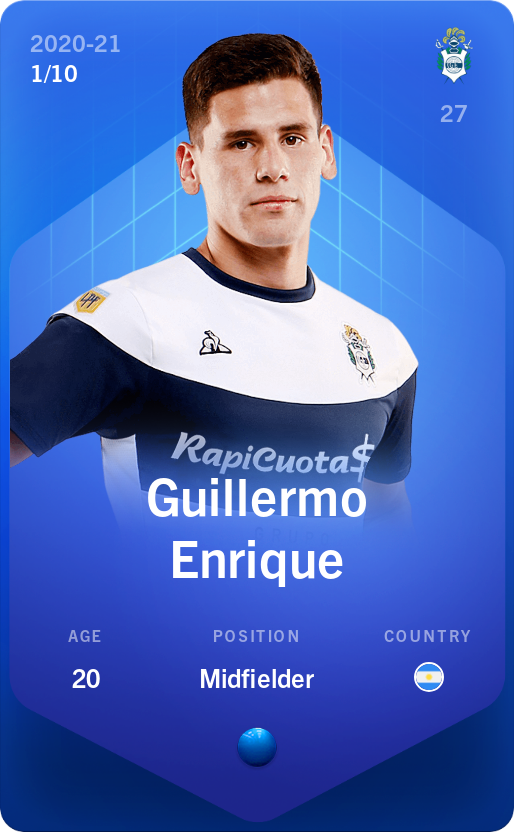 Sorare - Sorare Official - Guillermo Enrique 2020-21 • Super Rare 1/10 - NFT # 69380301842021962129394779849054696865143961319050985781497221757697524167085