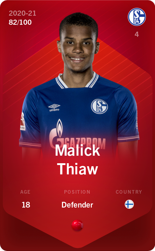 Sorare - Sorare Official - Malick Thiaw 2020-21 • Rare 82/100 - NFT # 30711367309231939072566285817313955209861254567087830721452482150453915529272