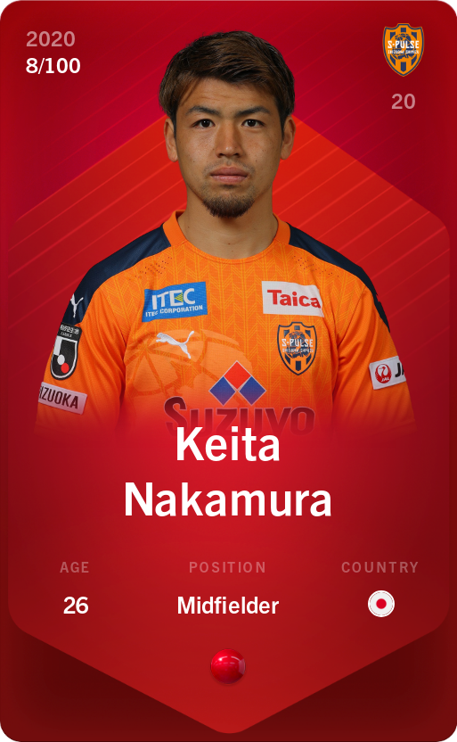 Sorare - Sorare Official - Keita Nakamura 2020-21 • Rare 8/100 - NFT # 47767241334501657517203585963880173145521450079594631495400093210147453884436