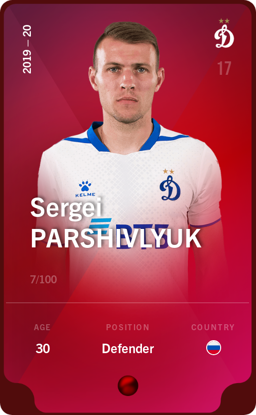 Sorare - Sorare Official - Sergei Parshivlyuk 2019-20 • Rare 7/100 - NFT # 97860982522175774068289467889635714944289702865827725132998794317604418825848