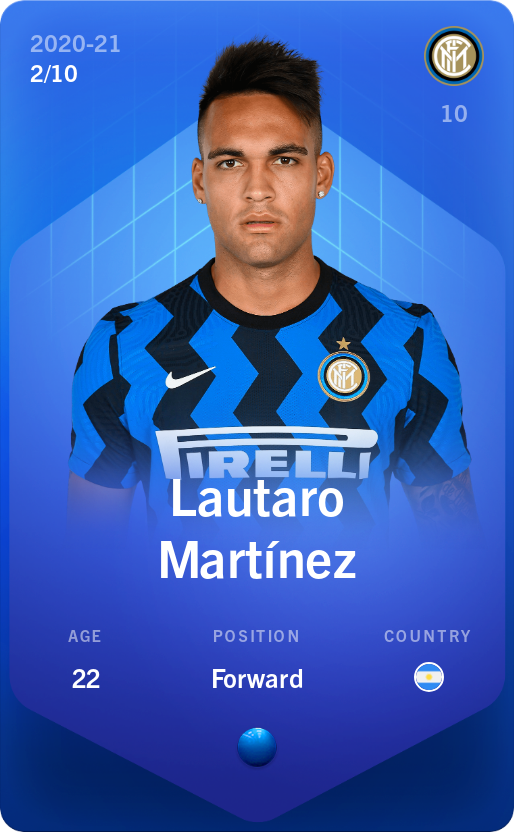 Sorare - Sorare Official - Lautaro Martínez 2020-21 • Super Rare 2/10 - NFT # 70746662144594749042589520840336006541196193951701482577454539185875253321444