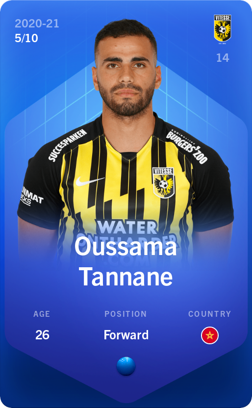 Sorare - Sorare Official - Oussama Tannane 2020-21 • Super Rare 5/10 - NFT # 55810106309684966122901648351840082303250027939127108978456267140730794979444