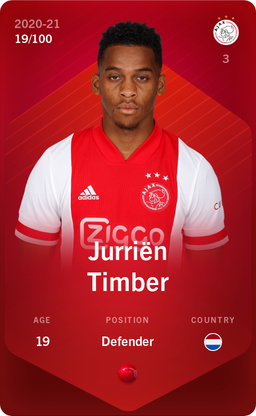Sorare - Sorare Official - Jurriën Timber 2020-21 • Rare 19/100 - NFT # 94151812698658126767502422199269396381702134348421930223233324775801890085136