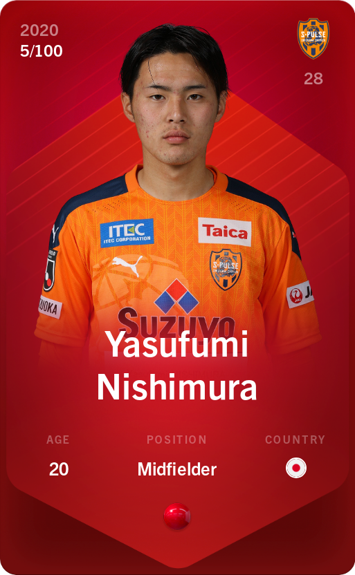 Sorare - Sorare Official - Yasufumi Nishimura 2020-21 • Rare 5/100 - NFT # 46801164593038922728944816981292261616261386010428458157665505821753148323242