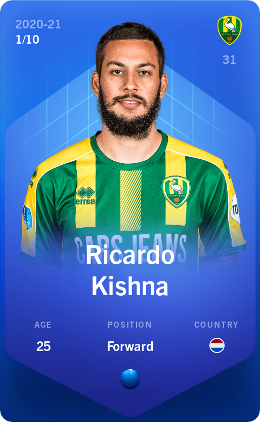 Sorare - Sorare Official - Ricardo Kishna 2020-21 • Super Rare 1/10 - NFT # 14441435357543326182149966657633596879890154437637282400545505345889139295835