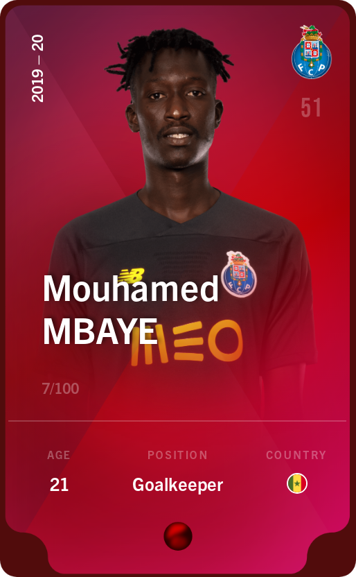 Sorare - Sorare Official - Mouhamed Mbaye 2019-20 • Rare 7/100 - NFT # 105921936961709491231143951410158673610583585198406117353722607615742441767182