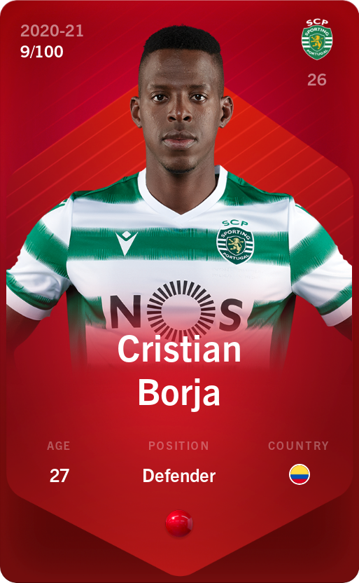 Sorare - Sorare Official - Cristian Borja 2020-21 • Rare 9/100 - NFT # 32426864000188407746428412249310923189297863461106474708074688296371808404913
